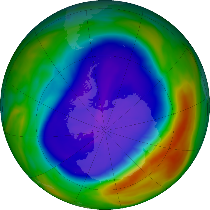 Antarctic ozone map for 23 September 2023